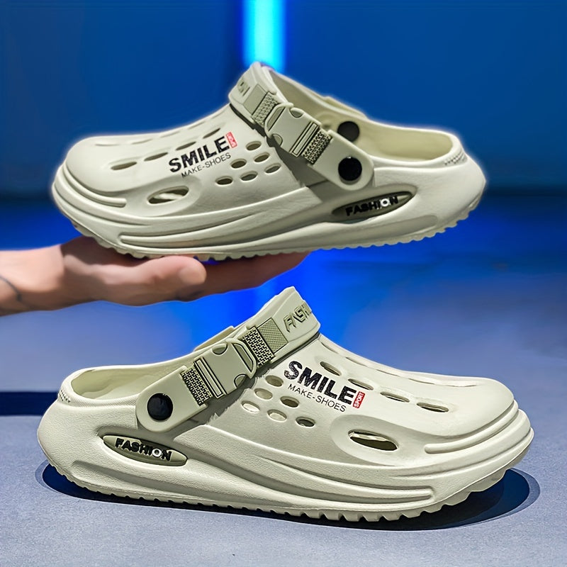 Men'S Wooden Clogs, Slip-On Open-Toe Sandals, Soft-Soled Walking Shoes, Outdoor Garden Shoes, Beach Sandals