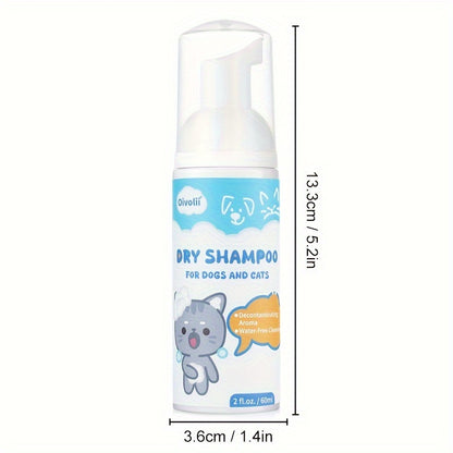 Pet Dry Cleaning Hair Care Water - 2oz - No-Rinse Shampoo for Cats, No-Rinse Pet Shampoo, Cleansing Mousse, Suitable for Pet Cats, Pet Dogs, and Other Cleaning Products