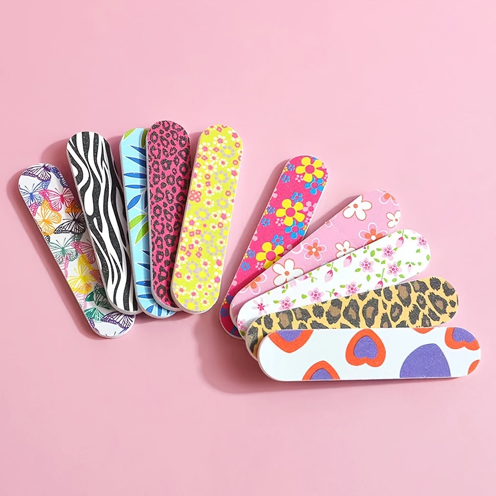 [Colorful Nail Files] 10Pcs Double Sided Nail Files | Mini Colorful Fingernail Boards Manicure Pedicure Tool