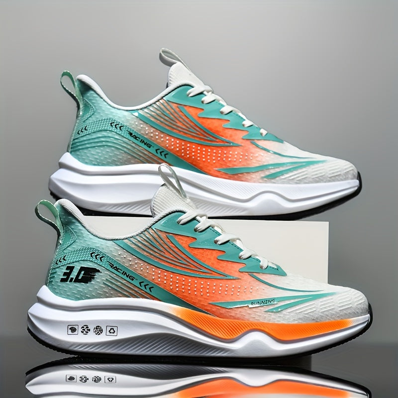 Men's Breathable Mesh Running Shoes - Casual Athletic Sneakers with Striped Design, Lace-Up, Perfect for Spring/Summer/Fall