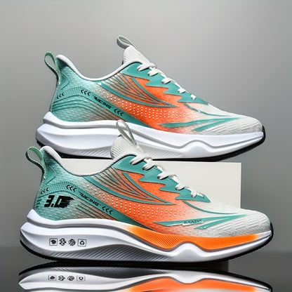 Men's Breathable Mesh Running Shoes - Casual Athletic Sneakers with Striped Design, Lace-Up, Perfect for Spring/Summer/Fall