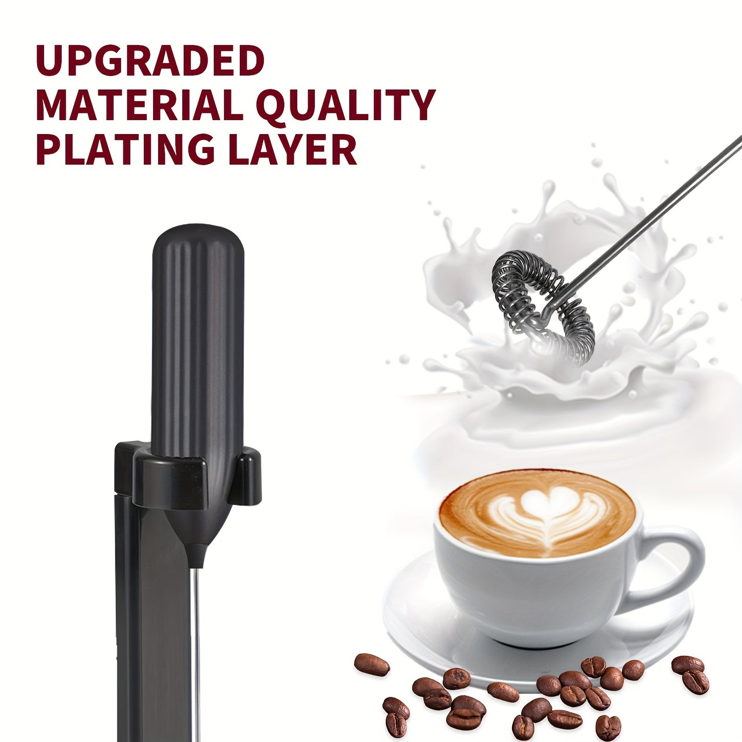 Lalayuan Strong Electric Milk Frother, Milk Foam Maker, Requires Batteries (Not Included) Stainless Steel Beverage Mixer, Portable Electric Whisk for Coffee, Latte, Cappuccino, Chocolate, Matcha Foam Creator, Mini Coffee Blender, Handheld Mixer