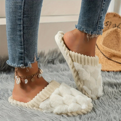 Women's Simple and Stylish Indoor Home Comfortable Non-Slip Warm Soft-Soled Quiet Fuzzy Slippers, Women Shoes
