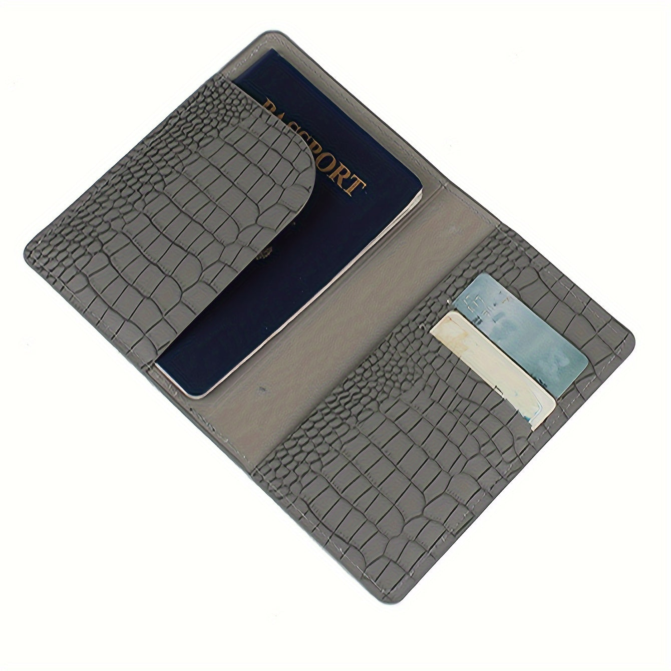 Black Crocodile-Embossed Travel Passport Holder with Golden Lettering & World Map Design - Lightweight, Anti-Theft Synthetic Leather Document Organizer for Vacations