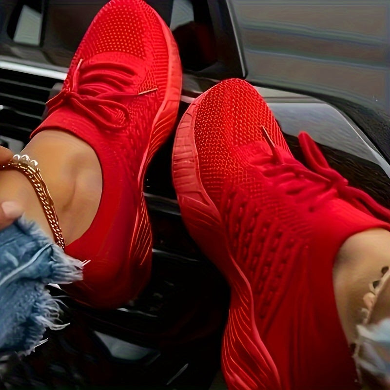 Casual Women'S Sneakers Featuring Comfortable Mesh, Lace-Up Design, Sporty Wedges, And Chunky Vulcanized Soles., Women Shoes