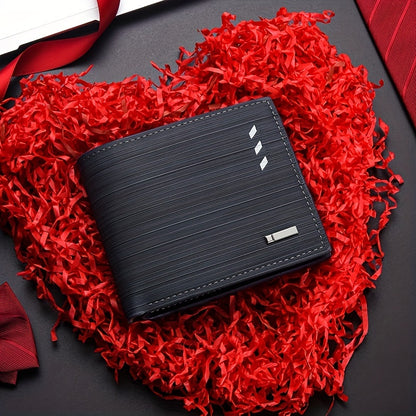 Men's Casual PU Leather Wallet With Card Slots, Zipper Coin Purse, Money Clip Christmas Gift