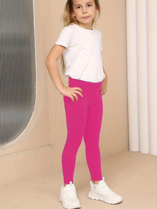 SOFTMILK Girls' Leggings / Super Soft High-Stretch / Solid Black Tight Pants with Elastic Waistband / All-Season Stretchy for Girls / Everyday & Formal Outfits