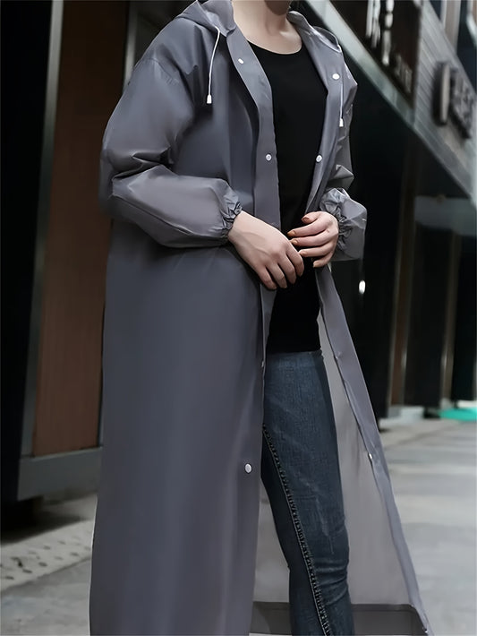 [Heavy-Duty Raincoat Jacket] OSKOE Heavy-Duty High Quality Raincoat Jacket - Men's & Women's Hooded Coat with Button Closure, All-Season Rain Gear for Hiking, Camping, Gardening - Easy-Clean Non-Porous Surface (XS-XXL, Gray)