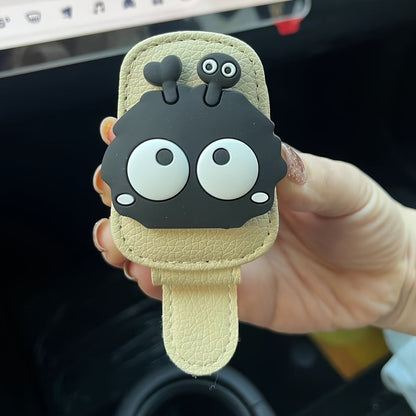 1pc Magnetic Car Sun Visor Glasses Clip - Cute Coal Elf Design, Strong Magnetic Holder for Fashion Glasses, Car Interior Accessories (Black), Car Accessory | Whimsical Design | Secure Magnetic Hold, Fashion Glass Holder for Car