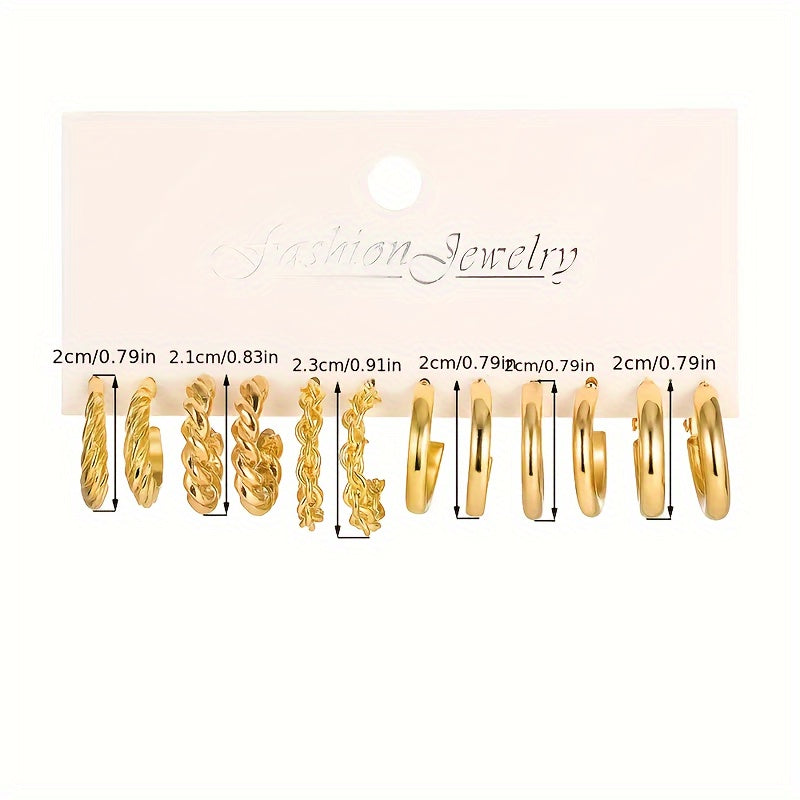 Stylish Minimalist Golden Heart-Shaped Earrings Set, a Perfect Gift for Couples