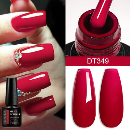 [Rich Wine Red Gel Nail Polish] 1 Container MEET ACROSS Rich Wine Red Gel Nail Polish - /LED Lamp Curable, -Lasting, Color for DIY Nail Art Suitable for Home & Salon Use, Glossy Gel Polish for /LED Lamp Users