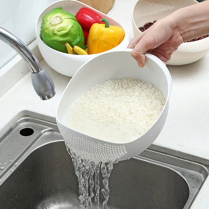[Multi-Purpose Kitchen Strainer] 1 Modern Plastic Multi-Purpose Kitchen Strainer - Fruit, Vegetable, Rice, and Grain Food Drain Basket - Kitchen Accessory Storage Basket