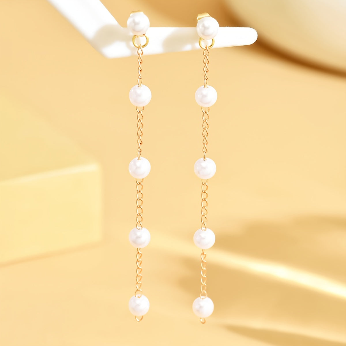 1 Pair Faux Pearl Earrings For Women Faux Pearl Tassel Drop Earrings Elegant Long Dangle Earrings Wedding Pendant Earrings