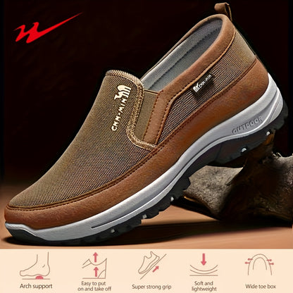 Men's Slip-Resistant Loafers with Thick-Soled Lightweight - Breathable Slip- Wide Width Shoes Suitable for All- Outdoor & Daily Wear - Comfortable Casual Round-Toe Loafers (PVC Sole)