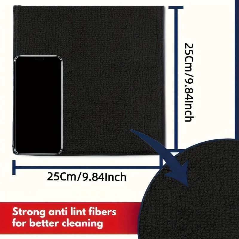[Microfiber Cleaning Cloths] Super Soft Microfiber Cleaning Cloths - Lightweight, Square, Black, Perfect for Car Detailing And Household Use in The Kitchen, Bathroom, Bedroom, And Living Room