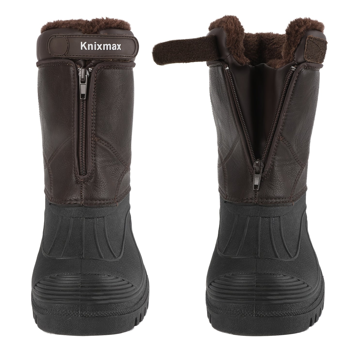 Knixmax Outdoor Men's Winter Boots, Warm Lined Snow Boots Winter Shoes with Upper and Non-Slip Soles Suitable for Hiking Trekking Climbing Mucker & Yard Fishing Country Gardening Biker,Ankle Support Fluffy
