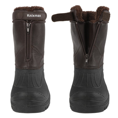 Knixmax Outdoor Men's Winter Boots, Warm Lined Snow Boots Winter Shoes with Upper and Non-Slip Soles Suitable for Hiking Trekking Climbing Mucker & Yard Fishing Country Gardening Biker,Ankle Support Fluffy