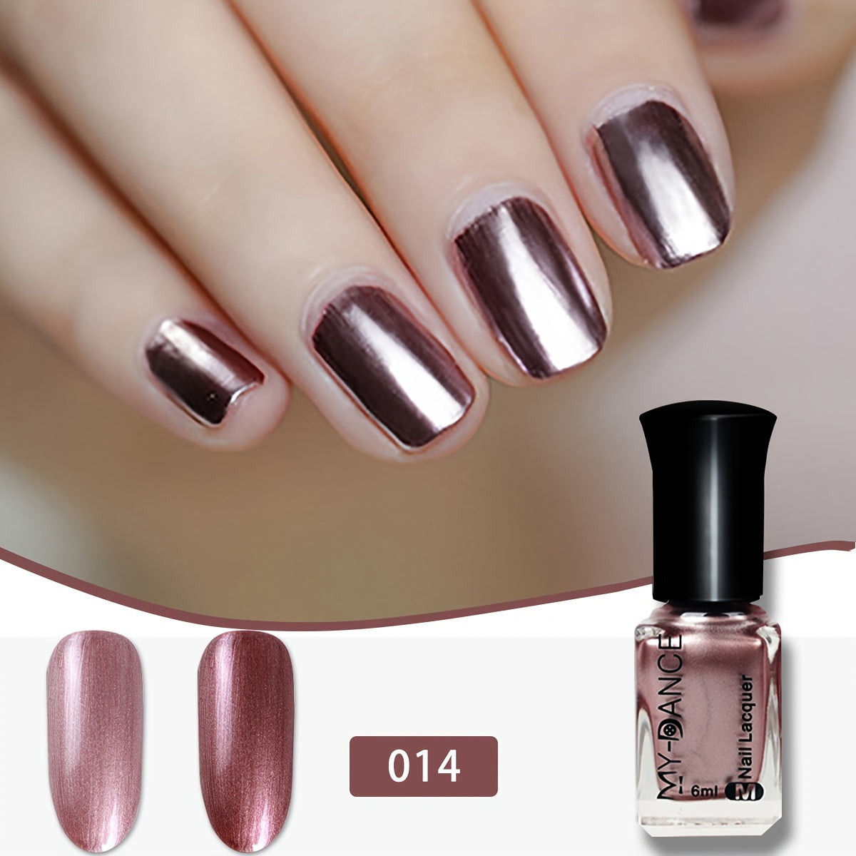 New Mirror Effect Nail Polish, 1pc, Women's Metallic Texture Nail Art, Quick-Drying, Long-Lasting,, No /LED Lamp Needed