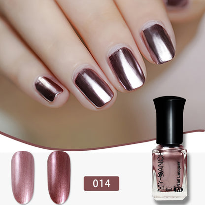 New Mirror Effect Nail Polish, 1pc, Women's Metallic Texture Nail Art, Quick-Drying, Long-Lasting,, No /LED Lamp Needed