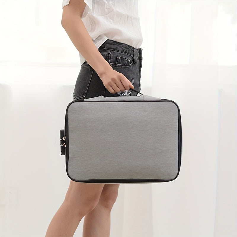 [Secure Document Bag] 1pc Large Capacity Locking Document Bag | 3-Layer Document Storage Box with Zipper, Portable Travel Household Paper, Documents, Certificates, Suitable for Home School Office