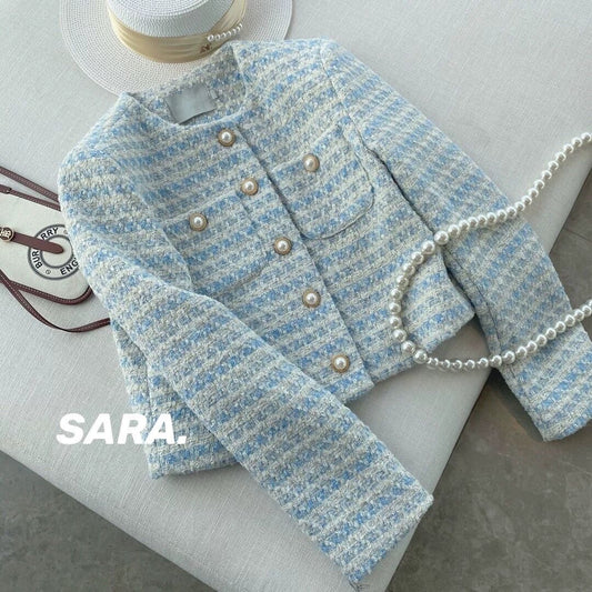 Chanel style women jacket women's spring and autumn 2025 new temperament loose pearl buckle cardigan fashion short top