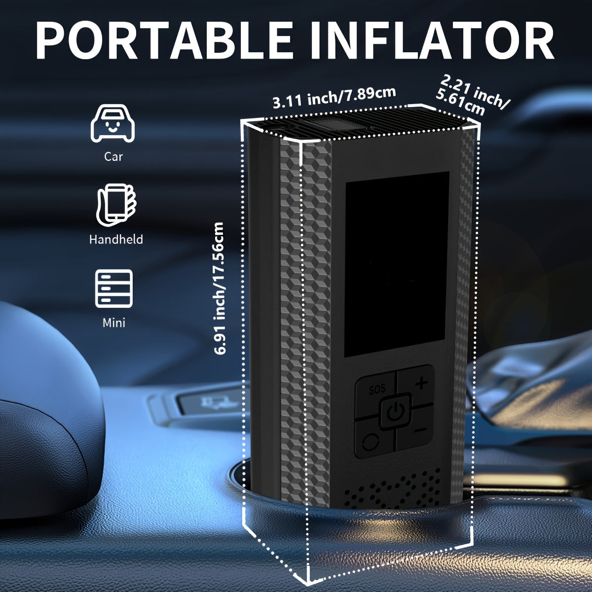 Portable Air Compressor, 150PSI with Tire Pressure Gauge & LED Display, 3X Faster One-Touch Smart Cordless Tire Inflator, USB-Powered, Rechargeable Battery