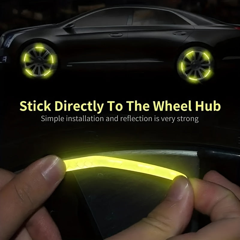 20pcs Wheel Enhance Visibility And Safety At Night - Green And Silvery Tire Warning Stickers for Motorcycles And Vehicles