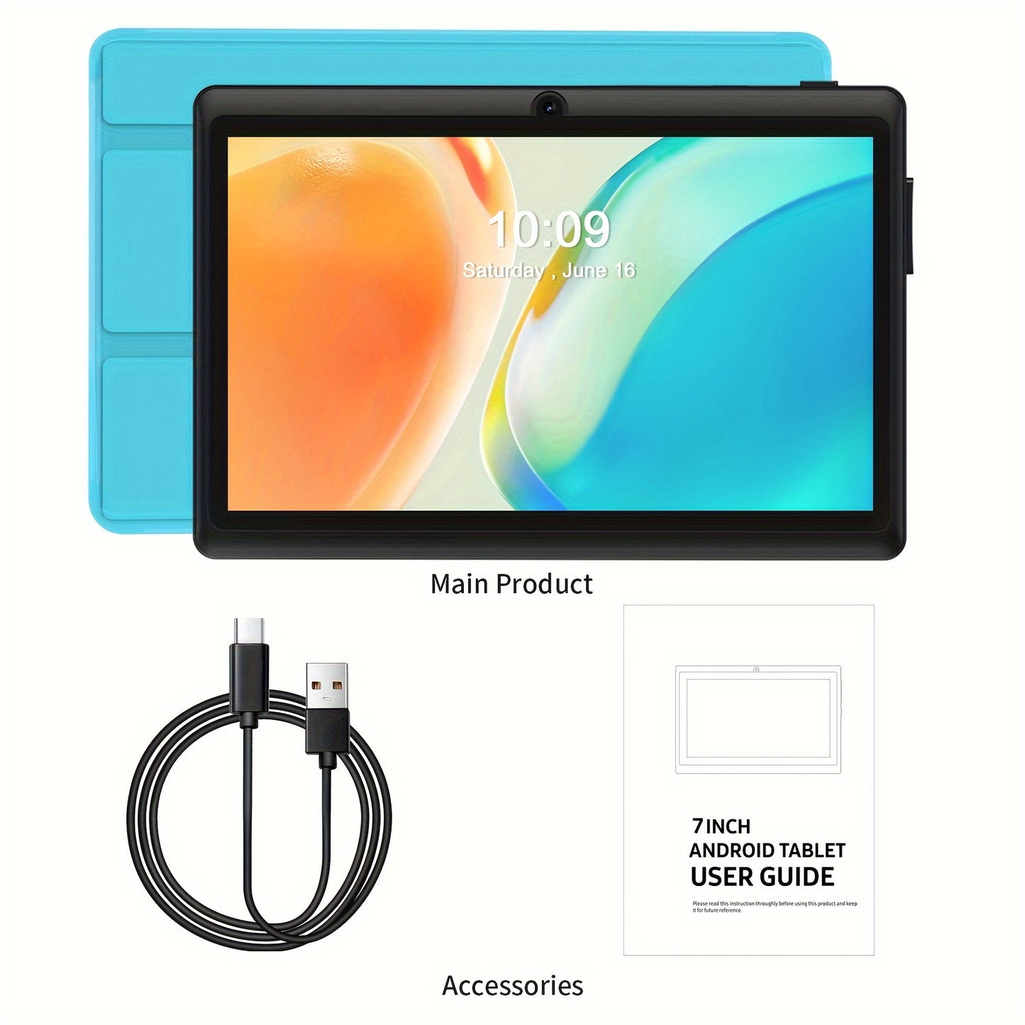 PRITOM 7-inch Android 13 Tablet with Protective Case, 4GB (2GB + 2GB Expanded) RAN 32GB ROM with Quad-Core Processor, Support for Memory Cards 1TB Expansion, HD IPS Display, Dual Cameras, Dual WiFi (2.4G + 5G), Tablet with Protective Case, New Tablet