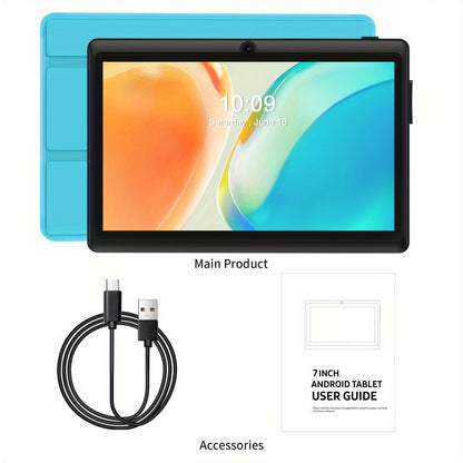 PRITOM 7-inch Android 13 Tablet with Protective Case, 4GB (2GB + 2GB Expanded) RAN 32GB ROM with Quad-Core Processor, Support for Memory Cards 1TB Expansion, HD IPS Display, Dual Cameras, Dual WiFi (2.4G + 5G), Tablet with Protective Case, New Tablet