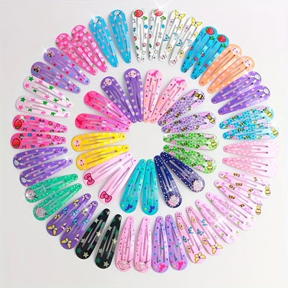 [20/40/60pcs Alloy Hair Clips] 20/40/60pcs Vibrant Alloy Hair Clips | Cute Fashionable BB Clips with Playful Prints | Colorful Hair Accessories for Bangs & Side Hairstyles