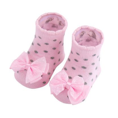 Baby Girl Cute Fashion Bowknot Flower Socks Fit 0-24 Months