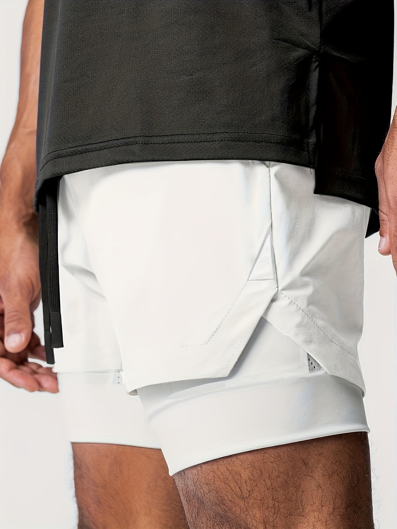 2-in-1 Double Layer Shorts With Inner Pocket, Men's Quick Dry Sports Shorts For Summer Gym Workout Training