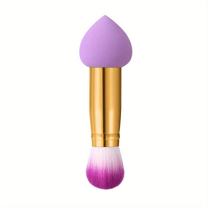 [Double-ended Purple] Set Of 1/3 Double-ended Purple Makeup Sponge + Makeup Brush