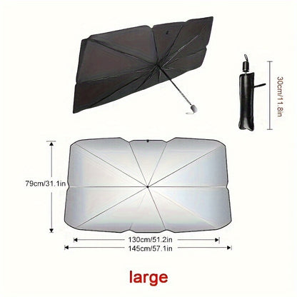 Premium Titanium Silvery Sunshade/Front Windshield Heat Insulation & UV Protection/Roll-Up Design for Easy Storage/for All Models/Suitable for Summer & Hot Weather/Perfect Gift for Owners