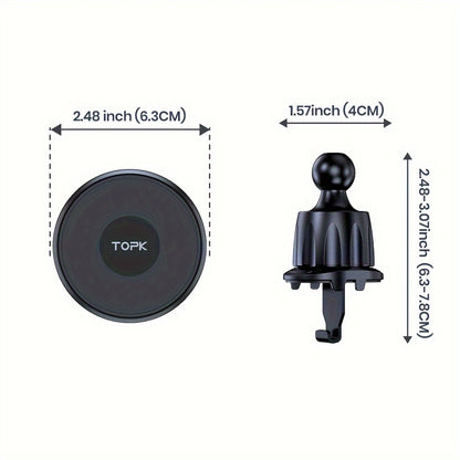 Magnetic Car Phone Holder with Powerful Magnetism - Heavy-Duty ABS Construction, Single-Hand Operation, Compatible with Magsafe, Air Conditioner Outlet