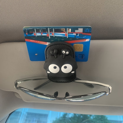 1pc Magnetic Car Sun Visor Glasses Clip - Cute Coal Elf Design, Strong Magnetic Holder for Fashion Glasses, Car Interior Accessories (Black), Car Accessory | Whimsical Design | Secure Magnetic Hold, Fashion Glass Holder for Car