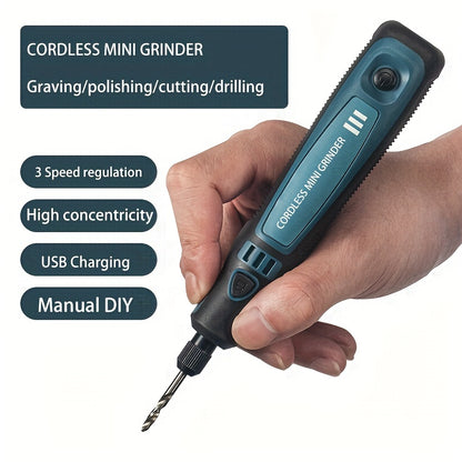 1 Set DIY Household Mini Electric Handheld Engraving Machine for Jade Carving, Grinding, and Polishing, USB Rechargeable Electric Grinder Set, Jade Carving Electric Grinder, Mini Electric Engraving Pen