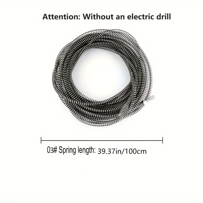 [Pipe Dredger Spring Tube] 1pc Household Electric Drill Pipe Dredger Accessories Spring Tube, Pipe Dredging Spring, Sewage Toilet Floor Drain Dredger, Cleaning Hair and Garbage That Clogs the Sewer. Kitchen, Bathroom, and Toilet Cleaning Supplies