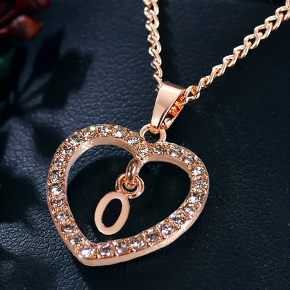 Women'S Initial Letter Necklace Featuring a Heart Pendant Made of Synthetic Zirconia with 26 Letters.