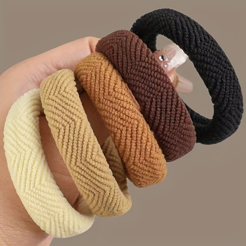 [High Elastic Hair Rope] High Elastic Hair Rope | Bold Milk Coffee Color Thick Seamless Ponytail Rope Rubber Band