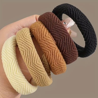 [High Elastic Hair Rope] High Elastic Hair Rope | Bold Milk Coffee Color Thick Seamless Ponytail Rope Rubber Band