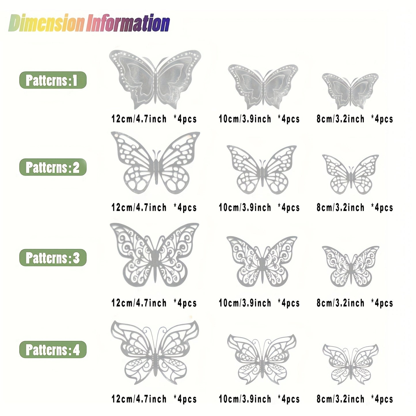 [Home Decor, Gifts] 48pcs 3D Butterfly Wall Stickers | Home Decor, Party Balloon Decorations, Craft, Bouquet, Floral Art, Gifts, Shimmery Glitter, Self-Adhesive Plastic