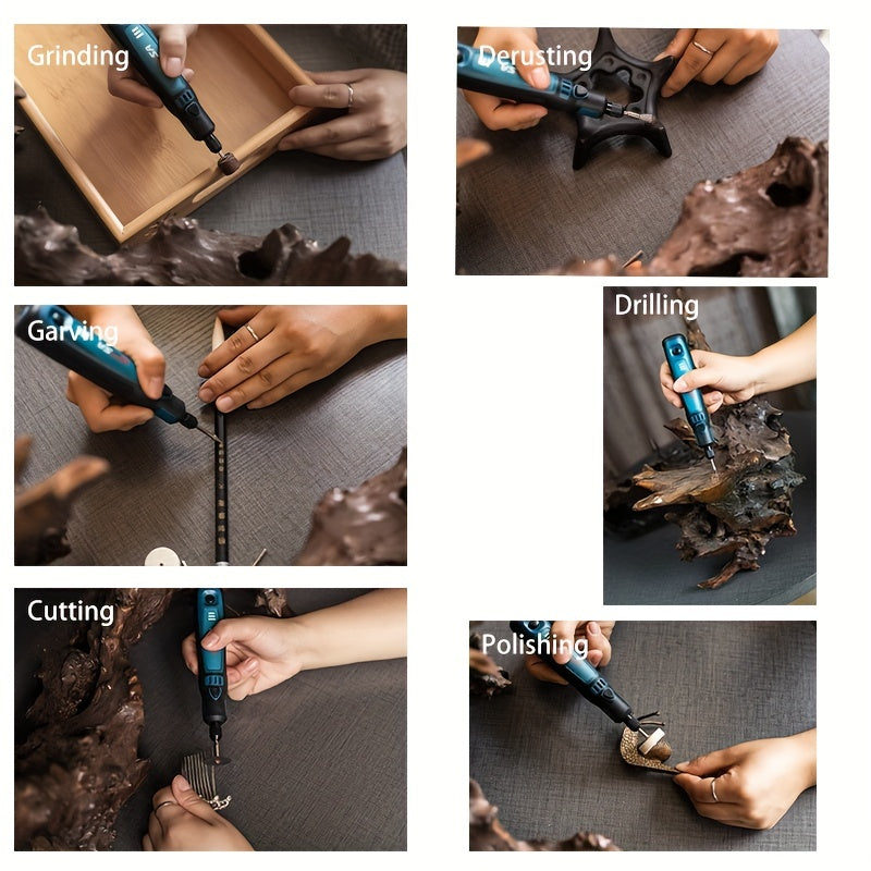 1 Set DIY Household Mini Electric Handheld Engraving Machine for Jade Carving, Grinding, and Polishing, USB Rechargeable Electric Grinder Set, Jade Carving Electric Grinder, Mini Electric Engraving Pen