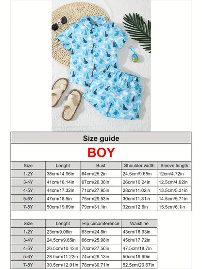 Single Cute Easter Bunny Print Short Sleeve Shirt and Shorts Set | Casual Non-Stretch Fabric, Regular Fit, Ideal for Outdoor Activities