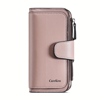 Multi Card Slots Retro Minimalist Short Wallet, Solid Color Clutch Credit Card Case