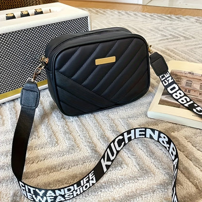 Quilted Square Crossbody Bag, a Classic Metal Zipper Wallet, Women'S Faux Leather Shoulder Bag, Roll Bar Camera Bag, Mobile Phone Pouch