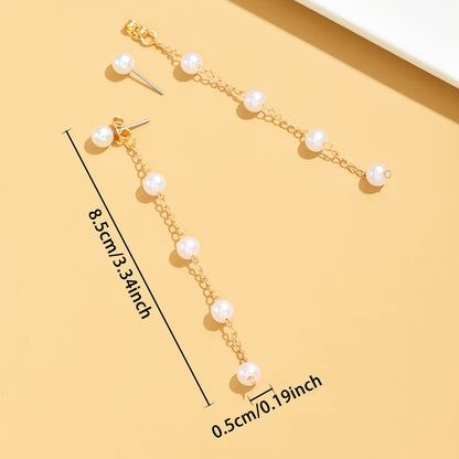1 Pair Faux Pearl Earrings For Women Faux Pearl Tassel Drop Earrings Elegant Long Dangle Earrings Wedding Pendant Earrings