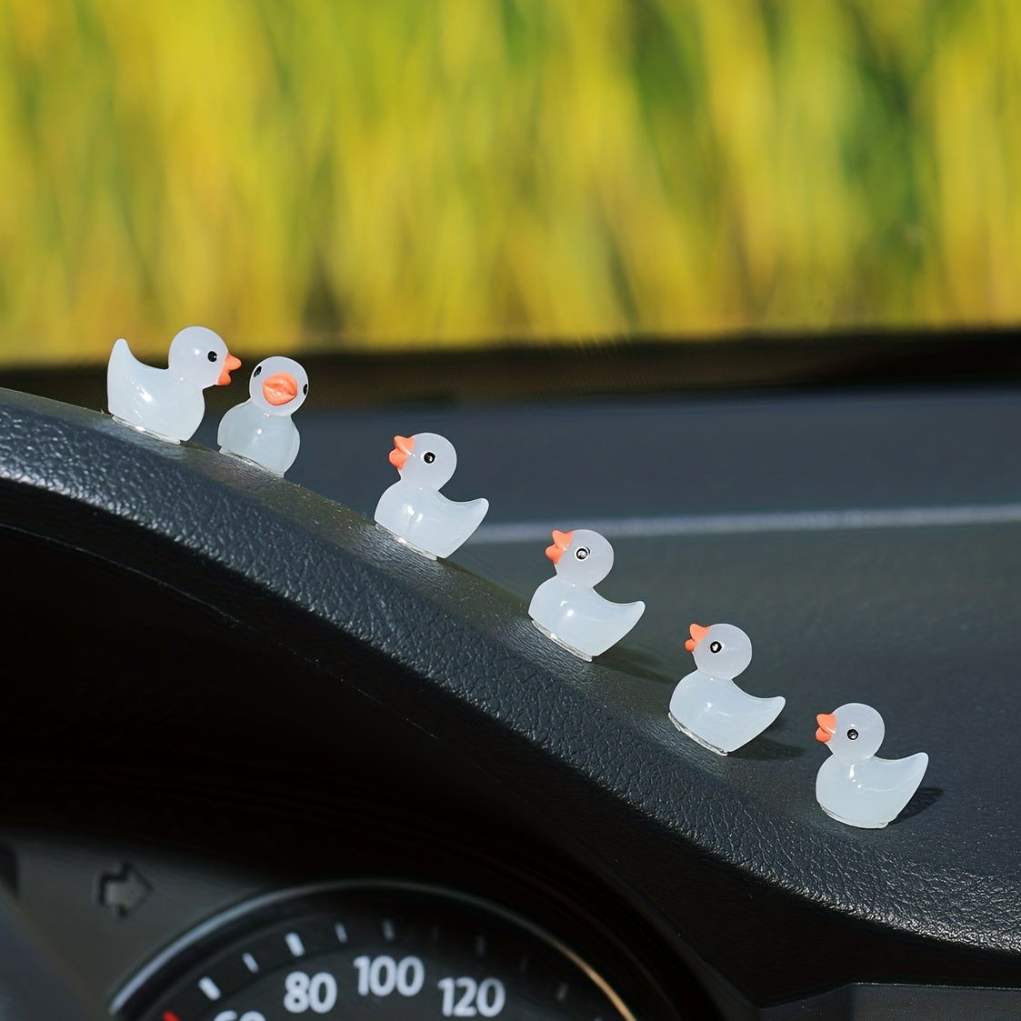 6pcs Glow-in-the-Dark Little Duck Fluorescent Duck Cute Car Interior Decoration Center Console Decor