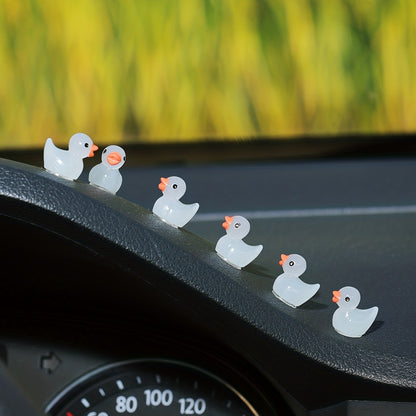 6pcs Glow-in-the-Dark Little Duck Fluorescent Duck Cute Car Interior Decoration Center Console Decor