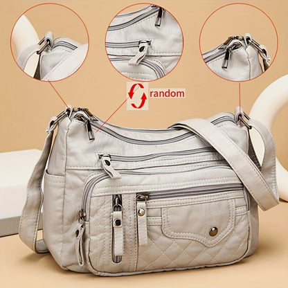 [Large Crossbody Bag] 8108 Large Capacity Soft Shoulder Crossbody Bag - Random Flower Pattern - Random Strap Direction - Random Zipper Direction